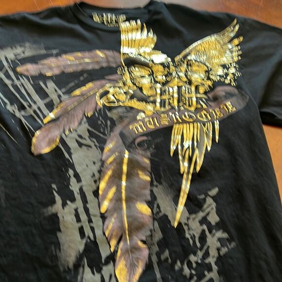 Muskogee Mens Large Black Metallic Graphic Print Tee Shirt - Picture 5 of 7